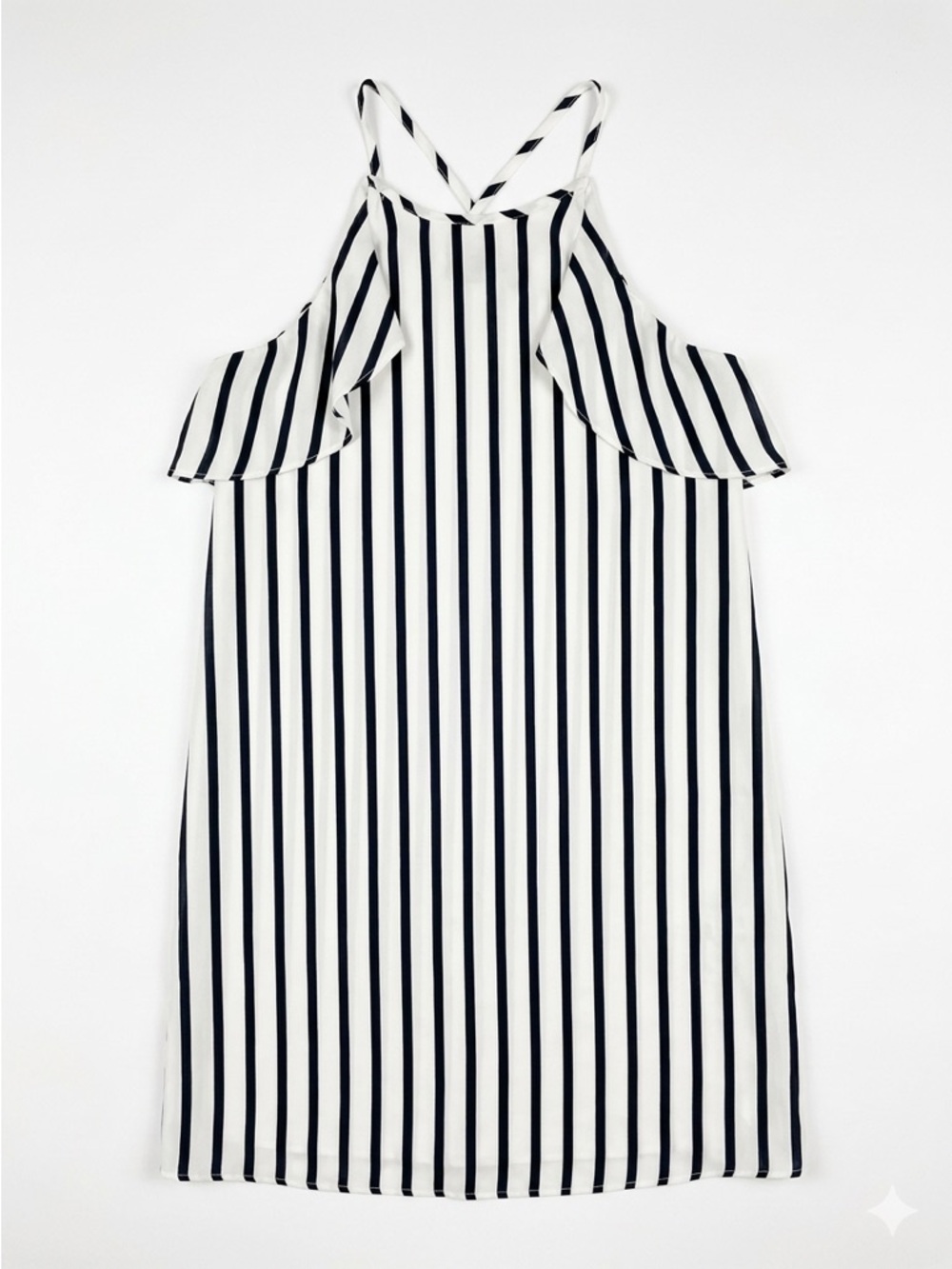 J.Crew Blue White Striped Halter Shift Dress XS Sleeveless Lined - Picture 2 of 10